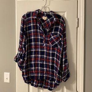 Plaid over sized  with front pocket